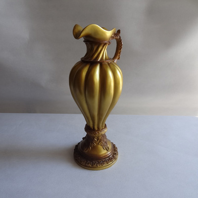 【庫存家居 樹脂類 家居裝飾品 金黃色樹脂花瓶 義烏批發地攤 3890】價格,廠家,圖片,塑料、樹脂工藝品,德化縣友誠陶瓷商行-